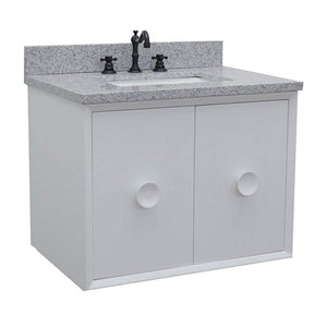 Bellaterra Home Vanity BellaTerra Home 31" Single wall mount vanity in White finish with Gray granite top and Rectangle Sink 400400-CAB-WH-GYR