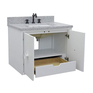 Bellaterra Home Vanity BellaTerra Home 31" Single wall mount vanity in White finish with Gray granite top and Rectangle Sink 400400-CAB-WH-GYR