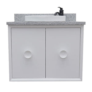 Bellaterra Home Vanity BellaTerra Home 31" Single wall mount vanity in White finish with Gray granite top and Round Sink 400400-CAB-WH-GYRD