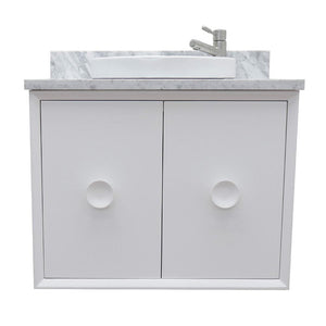 Bellaterra Home Vanity BellaTerra Home 31" Single wall mount vanity in White finish with White Carrara top and Round Sink 400400-CAB-WH-WMRD