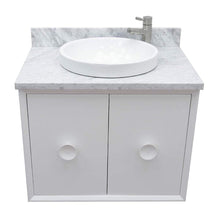 Load image into Gallery viewer, Bellaterra Home Vanity BellaTerra Home 31&quot; Single wall mount vanity in White finish with White Carrara top and Round Sink 400400-CAB-WH-WMRD