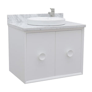Bellaterra Home Vanity BellaTerra Home 31" Single wall mount vanity in White finish with White Carrara top and Round Sink 400400-CAB-WH-WMRD