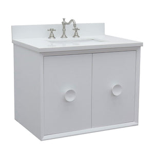 Bellaterra Home Vanity BellaTerra Home 31" Single wall mount vanity in White finish with White Quartz top and Rectangle Sink 400400-CAB-WH-WER