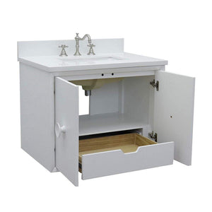 Bellaterra Home Vanity BellaTerra Home 31" Single wall mount vanity in White finish with White Quartz top and Rectangle Sink 400400-CAB-WH-WER
