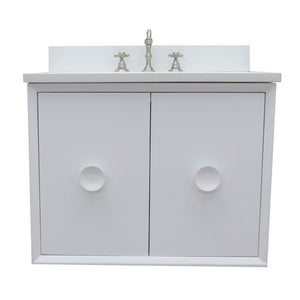 Bellaterra Home Vanity BellaTerra Home 31" Single wall mount vanity in White finish with White Quartz top and Rectangle Sink 400400-CAB-WH-WER