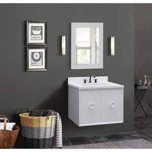 Bellaterra Home Vanity BellaTerra Home 31" Single wall mount vanity in White finish with White Quartz top and Rectangle Sink 400400-CAB-WH-WER