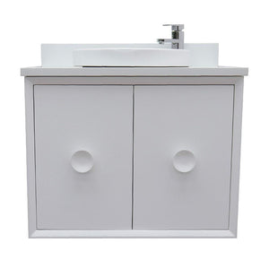 Bellaterra Home Vanity BellaTerra Home 31" Single wall mount vanity in White finish with White Quartz top and Round Sink 400400-CAB-WH-WERD