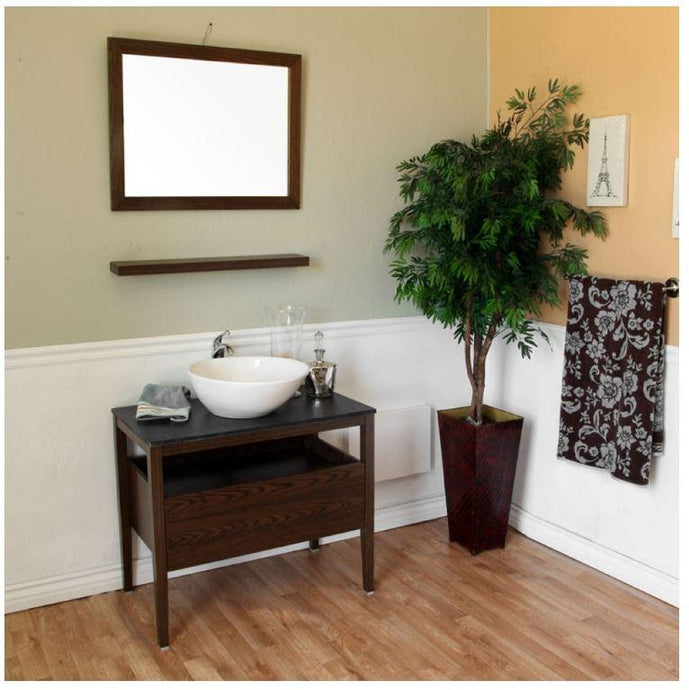 Bellaterra Home Vanity BellaTerra Home 35.5 in Single sink vanity-Wood-Dark walnut 804357