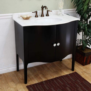 Bellaterra Home Vanity BellaTerra Home 36.6 in Single Sink Vanity-Wood-Black -White Marble 203037-B-WH