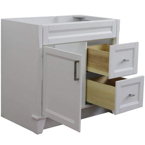Bellaterra Home Vanity BellaTerra Home 36" Single sink vanity in White Finish-Cabinet Only - Left door 400700-36L-WH