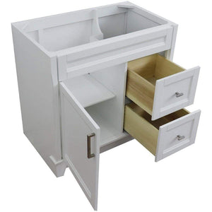 Bellaterra Home Vanity BellaTerra Home 36" Single sink vanity in White Finish-Cabinet Only - Left door 400700-36L-WH
