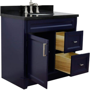 Bellaterra Home Vanity BellaTerra Home 37" Single sink vanity in Blue finish with Black galaxy granite and Left door/Center sink 400700-37L-BU-BGOC