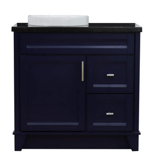 Bellaterra Home Vanity BellaTerra Home 37" Single sink vanity in Blue finish with Black galaxy granite and Left door/Left sink 400700-37L-BU-BGRDL