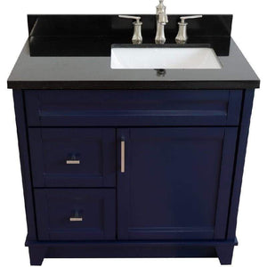 Bellaterra Home Vanity BellaTerra Home 37" Single sink vanity in Blue finish with Black galaxy granite and LEFT rectangle sink- RIGHT drawers 400700-37R-BU-BGRR