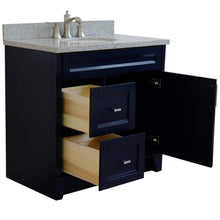 Load image into Gallery viewer, Bellaterra Home Vanity BellaTerra Home 37&quot; Single sink vanity in Blue finish with Gray granite and CENTER oval sink- RIGHT drawers 400700-37R-BU-GYOC