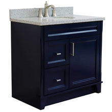 Load image into Gallery viewer, Bellaterra Home Vanity BellaTerra Home 37&quot; Single sink vanity in Blue finish with Gray granite and CENTER oval sink- RIGHT drawers 400700-37R-BU-GYOC