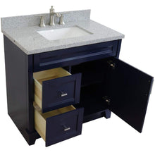 Load image into Gallery viewer, Bellaterra Home Vanity BellaTerra Home 37&quot; Single sink vanity in Blue finish with Gray granite and CENTER rectangle sink- RIGHT drawers 400700-37R-BU-GYRC