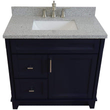 Load image into Gallery viewer, Bellaterra Home Vanity BellaTerra Home 37&quot; Single sink vanity in Blue finish with Gray granite and CENTER rectangle sink- RIGHT drawers 400700-37R-BU-GYRC