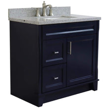 Load image into Gallery viewer, Bellaterra Home Vanity BellaTerra Home 37&quot; Single sink vanity in Blue finish with Gray granite and CENTER rectangle sink- RIGHT drawers 400700-37R-BU-GYRC