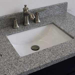 Bellaterra Home Vanity BellaTerra Home 37" Single sink vanity in Blue finish with Gray granite and CENTER rectangle sink- RIGHT drawers 400700-37R-BU-GYRC