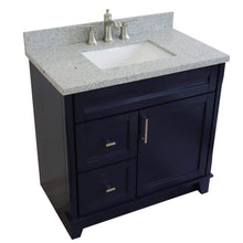 Load image into Gallery viewer, Bellaterra Home Vanity BellaTerra Home 37&quot; Single sink vanity in Blue finish with Gray granite and CENTER rectangle sink- RIGHT drawers 400700-37R-BU-GYRC