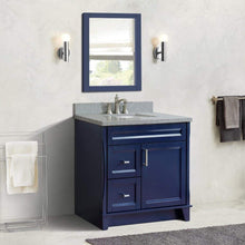 Load image into Gallery viewer, Bellaterra Home Vanity BellaTerra Home 37&quot; Single sink vanity in Blue finish with Gray granite and CENTER rectangle sink- RIGHT drawers 400700-37R-BU-GYRC