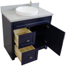 Load image into Gallery viewer, Bellaterra Home Vanity BellaTerra Home 37&quot; Single sink vanity in Blue finish with Gray granite and CENTER round sink- RIGHT drawers 400700-37R-BU-GYRDC