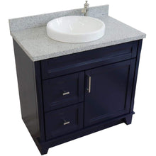 Load image into Gallery viewer, Bellaterra Home Vanity BellaTerra Home 37&quot; Single sink vanity in Blue finish with Gray granite and CENTER round sink- RIGHT drawers 400700-37R-BU-GYRDC