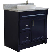 Load image into Gallery viewer, Bellaterra Home Vanity BellaTerra Home 37&quot; Single sink vanity in Blue finish with Gray granite and CENTER round sink- RIGHT drawers 400700-37R-BU-GYRDC