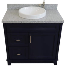 Load image into Gallery viewer, Bellaterra Home Vanity BellaTerra Home 37&quot; Single sink vanity in Blue finish with Gray granite and CENTER round sink- RIGHT drawers 400700-37R-BU-GYRDC