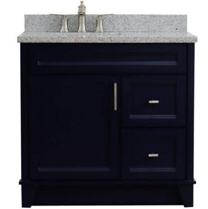 Bellaterra Home Vanity BellaTerra Home 37" Single sink vanity in Blue finish with Gray granite and Left door/Left sink 400700-37L-BU-GYRL
