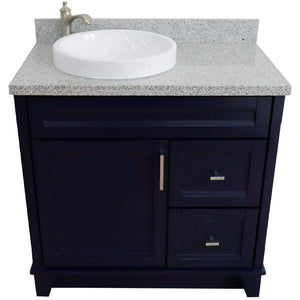 Bellaterra Home Vanity BellaTerra Home 37" Single sink vanity in Blue finish with Gray granite and Left door/Round Left sink 400700-37L-BU-GYRDL
