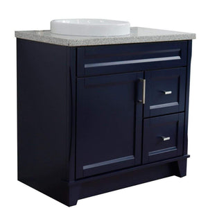 Bellaterra Home Vanity BellaTerra Home 37" Single sink vanity in Blue finish with Gray granite and Left door/Round Left sink 400700-37L-BU-GYRDL