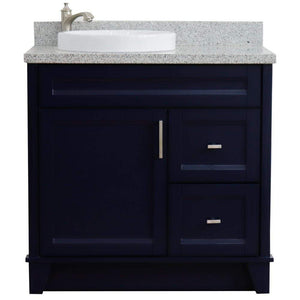 Bellaterra Home Vanity BellaTerra Home 37" Single sink vanity in Blue finish with Gray granite and Left door/Round Left sink 400700-37L-BU-GYRDL