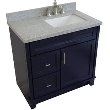 Load image into Gallery viewer, Bellaterra Home Vanity BellaTerra Home 37&quot; Single sink vanity in Blue finish with Gray granite and LEFT rectangle sink- RIGHT drawers 400700-37R-BU-GYRR