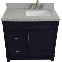 Load image into Gallery viewer, Bellaterra Home Vanity BellaTerra Home 37&quot; Single sink vanity in Blue finish with Gray granite and LEFT rectangle sink- RIGHT drawers 400700-37R-BU-GYRR