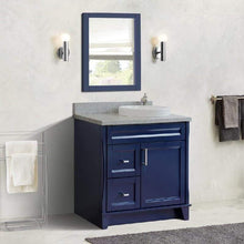 Load image into Gallery viewer, Bellaterra Home Vanity BellaTerra Home 37&quot; Single sink vanity in Blue finish with Gray granite and LEFT round sink- RIGHT drawers 400700-37R-BU-GYRDR