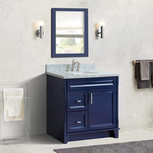 Load image into Gallery viewer, Bellaterra Home Vanity BellaTerra Home 37&quot; Single sink vanity in Blue finish with White carrara marble and CENTER rectangle sink- RIGHT drawers 400700-37R-BU-WMRC