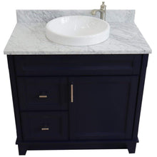 Load image into Gallery viewer, Bellaterra Home Vanity BellaTerra Home 37&quot; Single sink vanity in Blue finish with White carrara marble and CENTER round sink- RIGHT drawers 400700-37R-BU-WMRDC
