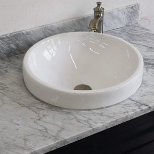 Bellaterra Home Vanity BellaTerra Home 37" Single sink vanity in Blue finish with White carrara marble and CENTER round sink- RIGHT drawers 400700-37R-BU-WMRDC