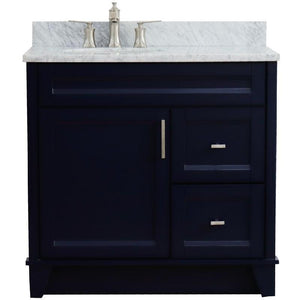 Bellaterra Home Vanity BellaTerra Home 37" Single sink vanity in Blue finish with White carrara marble and Left door/Left sink 400700-37L-BU-WMOL