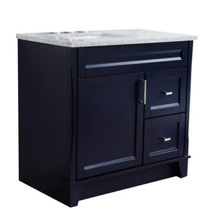 Bellaterra Home Vanity BellaTerra Home 37" Single sink vanity in Blue finish with White carrara marble and Left door/Left sink 400700-37L-BU-WMRL