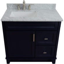 Load image into Gallery viewer, Bellaterra Home Vanity BellaTerra Home 37&quot; Single sink vanity in Blue finish with White carrara marble and Left door/Left sink 400700-37L-BU-WMRL