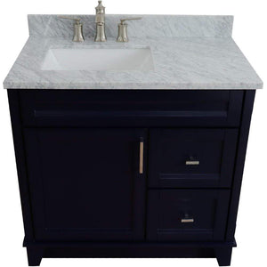 Bellaterra Home Vanity BellaTerra Home 37" Single sink vanity in Blue finish with White carrara marble and Left door/Left sink 400700-37L-BU-WMRL