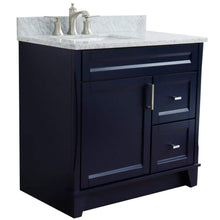 Load image into Gallery viewer, Bellaterra Home Vanity BellaTerra Home 37&quot; Single sink vanity in Blue finish with White carrara marble and Left door/Left sink 400700-37L-BU-WMRL