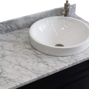 Bellaterra Home Vanity BellaTerra Home 37" Single sink vanity in Blue finish with White carrara marble and LEFT round sink- RIGHT drawers  400700-37R-BU-WMRDR