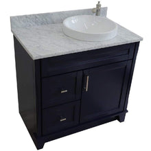 Load image into Gallery viewer, Bellaterra Home Vanity BellaTerra Home 37&quot; Single sink vanity in Blue finish with White carrara marble and LEFT round sink- RIGHT drawers  400700-37R-BU-WMRDR