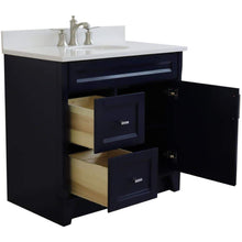 Load image into Gallery viewer, Bellaterra Home Vanity BellaTerra Home 37&quot; Single sink vanity in Blue finish with White quartz and CENTER oval sink- RIGHT drawers 400700-37R-BU-WEOC