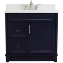 Load image into Gallery viewer, Bellaterra Home Vanity BellaTerra Home 37&quot; Single sink vanity in Blue finish with White quartz and CENTER rectangle sink- RIGHT drawers 400700-37R-BU-WERC
