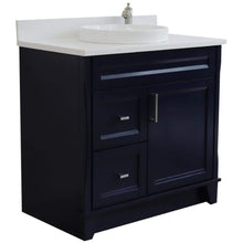 Load image into Gallery viewer, Bellaterra Home Vanity BellaTerra Home 37&quot; Single sink vanity in Blue finish with White quartz and CENTER round sink- RIGHT drawers 400700-37R-BU-WERDC